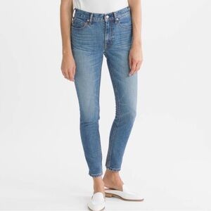 Everlane Distressed Medium Wash Mid Rise Ankle Skinny Jeans
